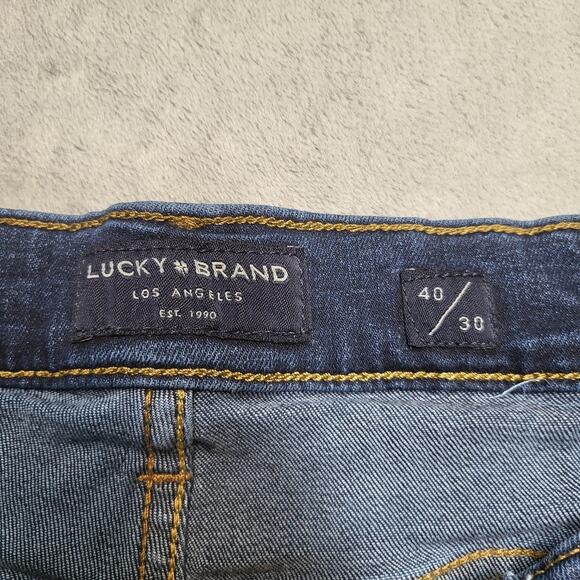 Lucky Brand 410 Athletic Straight Jeans Mens 40x29 Blue Stretch Denim Dark Wash - Picture 3 of 10